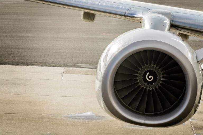 Close up shot of a jet engine